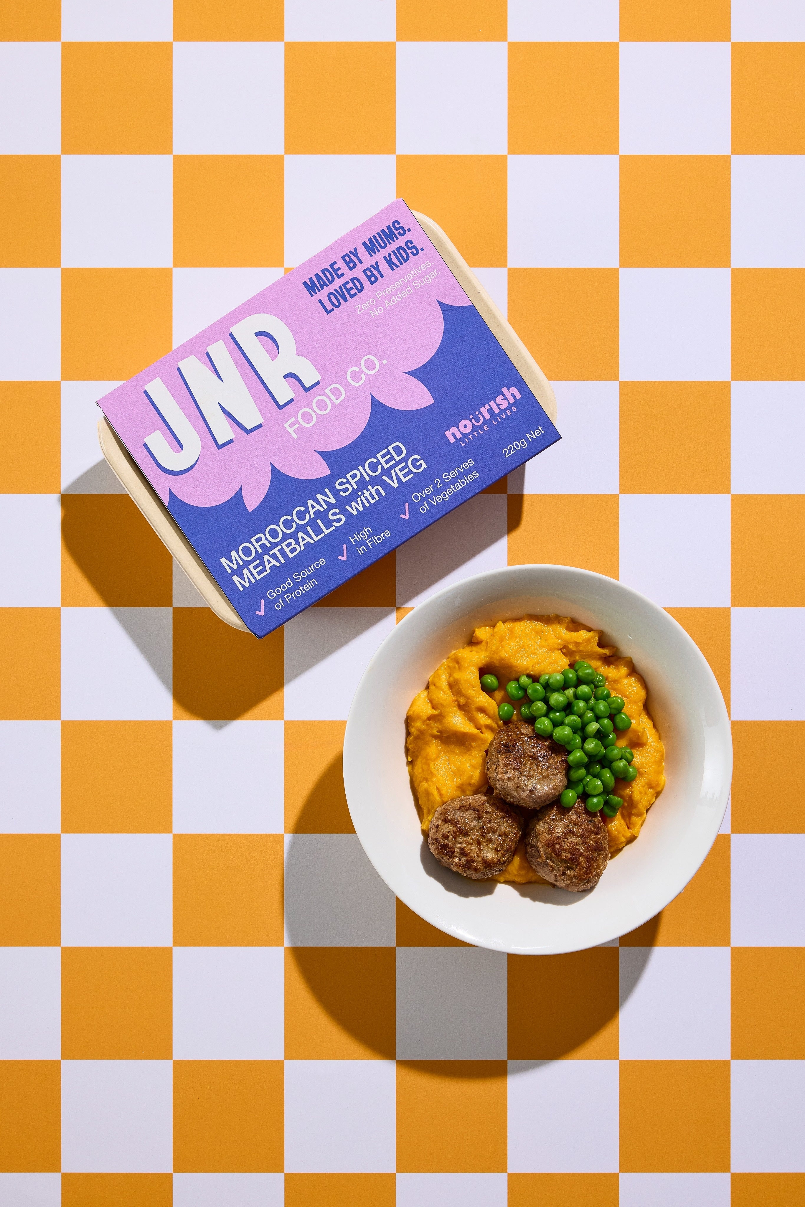 MEATBALLS, PEAS AND MASH